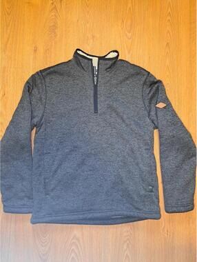 Orvis Fleece Jacket Sweater Mens Medium Gray Quarter Zip